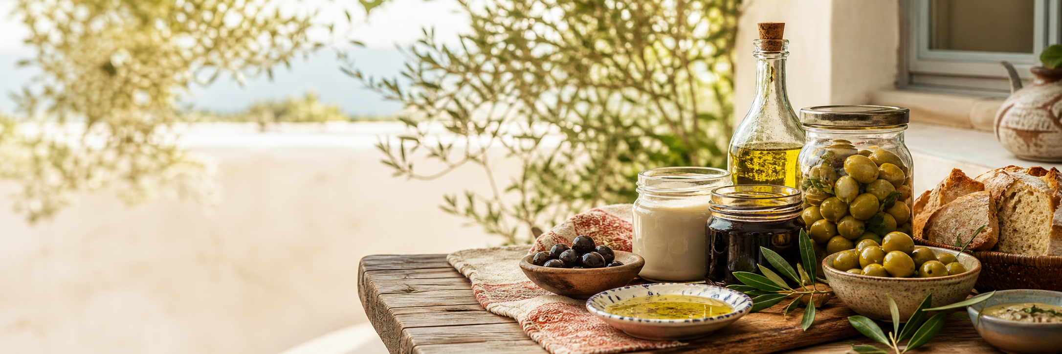 Zeytin, zeytinyağı ve kahvaltılıklarla hazırlanmış yöresel sofra